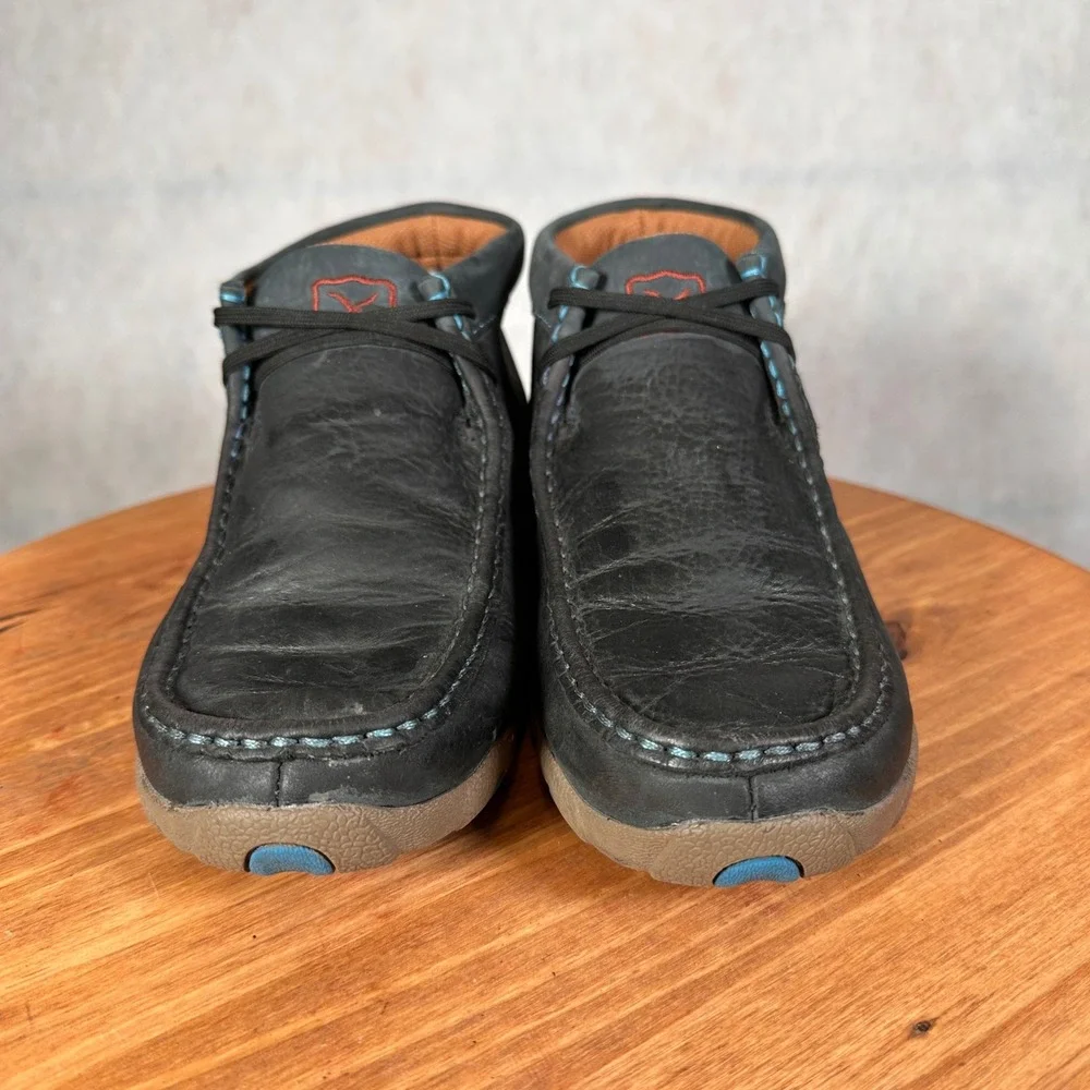 Twisted X Driving Mocs Mens 8M Black Blue Leather Chukka Boots WDM0033 Good